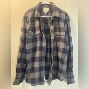 Lucky Brand Blue and Gray Plaid Button-Down Shirt